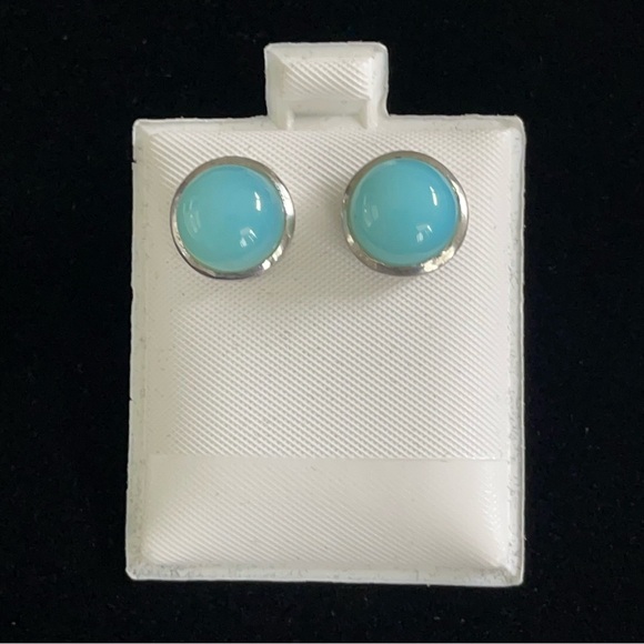 Sterling silver 925 with Cabachon Chalcedony earrings - Picture 1 of 9